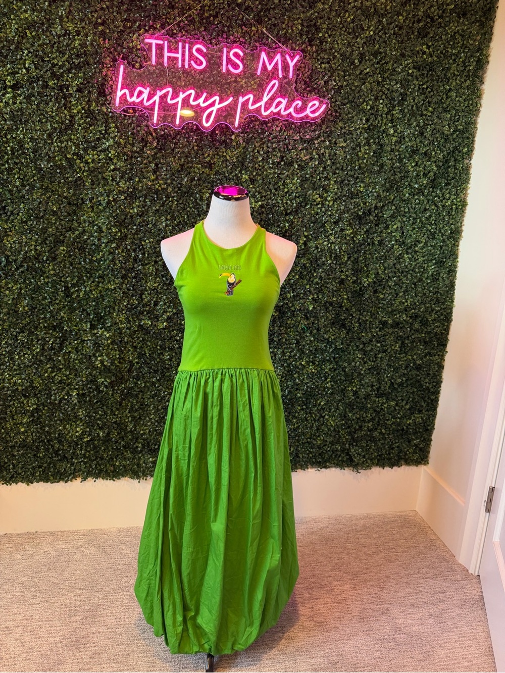 FARM Rio Lime Green Sleeveless Maxi Dress